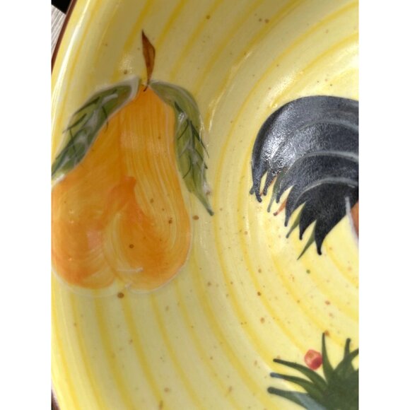 Hand-Painted Yellow Tuscan Rooster Ceramic Serving Bowl - Picture 6 of 13